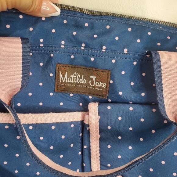 Matilda Jane Blue & Pink Polka Dot The Essentials Diaper Bag - Picture 4 of 13